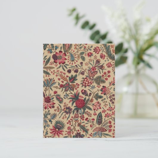 アンティークな刺繍の花のインテリア装飾 ポストカード (スタンド正面)