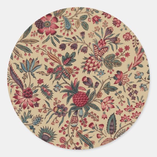 アンティークな刺繍の花のインテリア装飾 ラウンドシール (正面)
