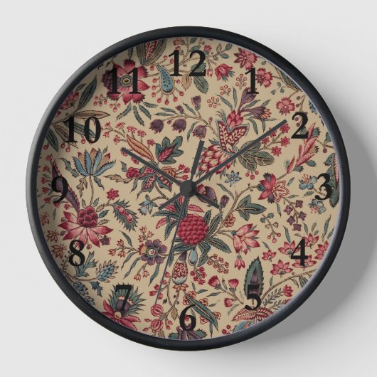 アンティークな刺繍の花のインテリア装飾 壁時計 (正面)