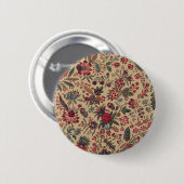 アンティークな刺繍の花のインテリア装飾 缶バッジ (正面&裏面)