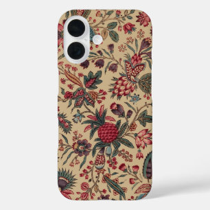 アンティークな刺繍の花のインテリア装飾 iPhone 16ケース