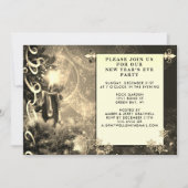 アンティークな季節の新年の夜の宴 招待状 (正面)