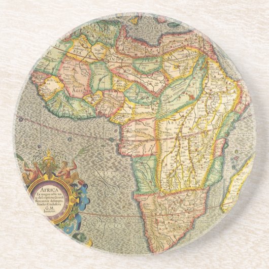 アンティークな旧世界地図 ゲラルドゥス・メルカトルによるアフリカ地図 コースター (正面)
