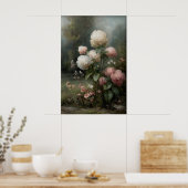 アンティークな春のアジサイの壁のアート ポスター (キッチン)