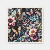 アンティークな春の花と蝶々  スタンダードカクテルナプキン (正面)