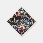 アンティークな春の花と蝶々  スタンダードカクテルナプキン (角)