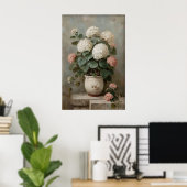 アンティークな春の草原の紫陽花の壁のアートプリント ポスター (ホームオフィス)