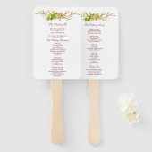 アンティークな枝角と野の花の結婚式プログラム ハンドファン (正面&裏面)