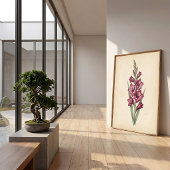 アンティークな植物学のグラジオラスアートプリント ポスター