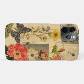 アンティークな歌鳥の花の新聞コラージュ Case-Mate iPhoneケース (裏面(横))