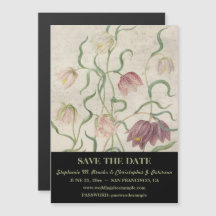 アンティークな水彩画のユリのSave the Date ウェブサイト付き