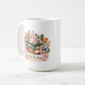 アンティークな水彩画の本とコーヒー まだ一章だけ コーヒーマグカップ (正面左)