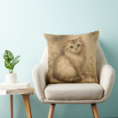 アンティークな水彩画風の猫の枕 クッション (椅子)