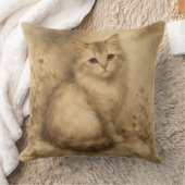 アンティークな水彩画風の猫の枕 クッション (ブランケット)