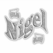アンティークな消防車と"Nigel"の名前 シール (正面)