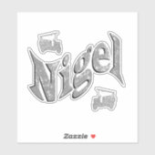 アンティークな消防車と"Nigel"の名前 シール (シート)