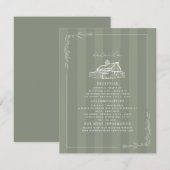 アンティークな納屋のセージグリーン+秋の結婚式+ストライプの詳細 エンクロージャーカード (正面/裏面)