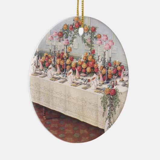 アンティークな結婚式の宴会テーブル セラミックオーナメント (右)