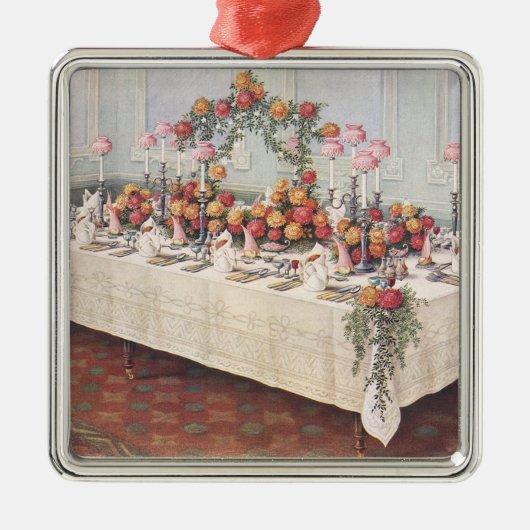 アンティークな結婚式の宴会テーブル メタルオーナメント (正面)
