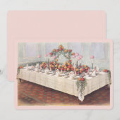 アンティークな結婚式の宴会テーブル 招待状 (正面/裏面)