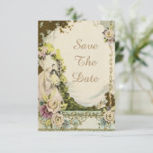 アンティークな花嫁と花婿のシックなウェディング・セーブ・ザ・デート 招待状 (スタンド正面)