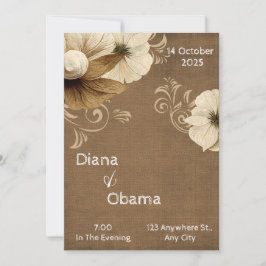 アンティークな茶色とベージュの花瓶 招待状
