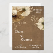 アンティークな茶色とベージュの花瓶 招待状 (正面/裏面)