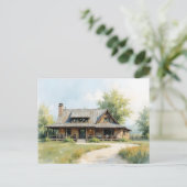 アンティークな農家の水彩画風住所変更カード ポストカード (スタンド正面)