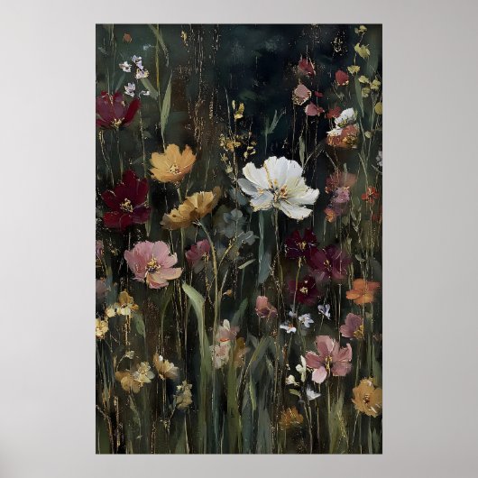 アンティークな野の花のプリント 春の花のアート ポスター (正面)