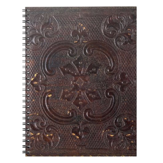 アンティークな革装丁の古書 ノートブック (正面)