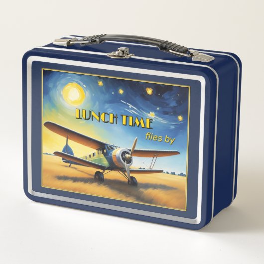 アンティークな飛行機の美術品 メタルランチボックス (正面)
