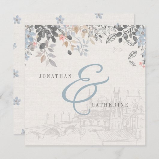 アンティークな魅力のウェディング招待状 招待状 (正面/裏面)