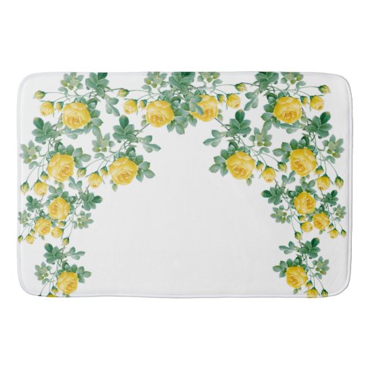 アンティークな黄色いバラの美術品 バスマット (正面)