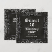 アンティークな黒板のSweet 16 誕生日パーティー 招待状 (正面/裏面)