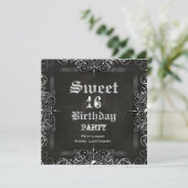 アンティークな黒板のSweet 16 誕生日パーティー 招待状 (スタンド正面)