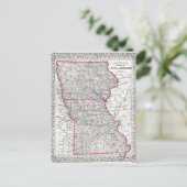 アンティークのアイオワとミズーリの地図1874年頃 ポストカード (スタンド正面)