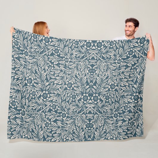 アンティークのアウト擦り切れたの葉青い背景 フリースブランケット (インサイチュ)