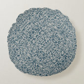 アンティークのアウト擦り切れたの葉青い背景 ラウンドクッション (正面)