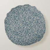 アンティークのアウト擦り切れたの葉青い背景 ラウンドクッション (裏面)