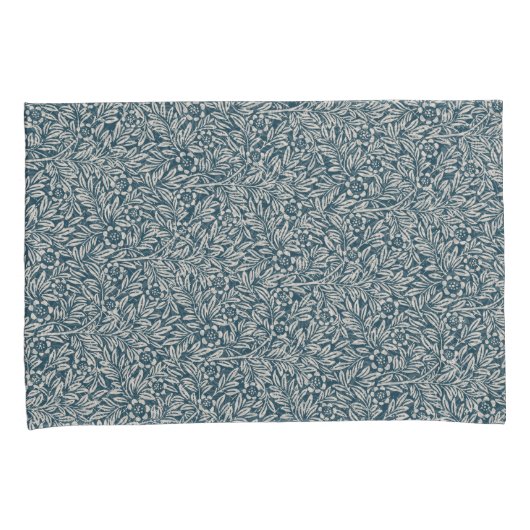 アンティークのアウト擦り切れたの葉青い背景 枕カバー (正面右)