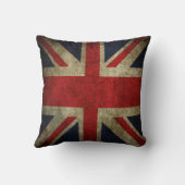 アンティークのイギリスのイギリスの英国国旗の旗の正方形の枕 クッション (裏面)