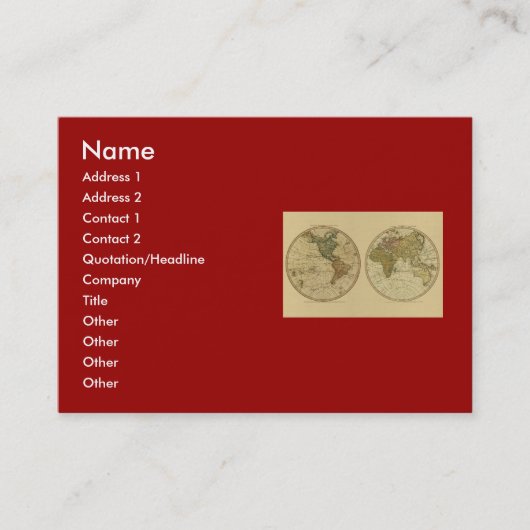 アンティークのウィリアムFaden著1786年の世界地図 名刺 (正面)