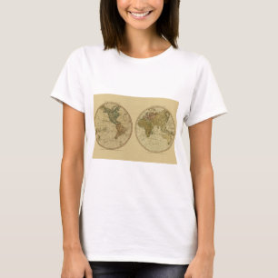 アンティークのウィリアムFaden著1786年の世界地図 Tシャツ