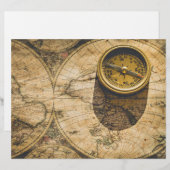アンティークのコンパスと地図 (正面/裏面)