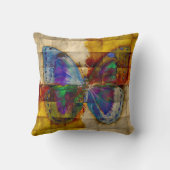 アンティークのチェック模様のパターンの蝶 クッション (裏面)