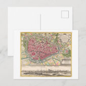 アンティークのベルギーの地図， ポストカード (正面/裏面)