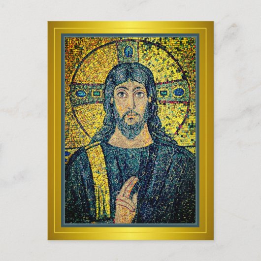 アンティークのモザイク画像イエスキリスト救い主 ポストカード (正面)