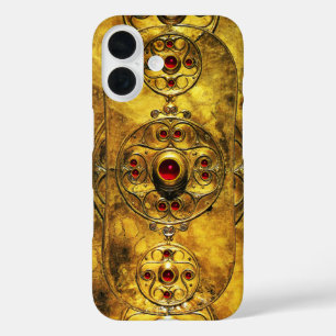 アンティークのルビー宝石を有するケルト戦士盾 iPhone 16ケース