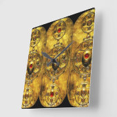 アンティークのルビー玉石を有するセルト戦士盾 スクエア壁時計 (傾斜)