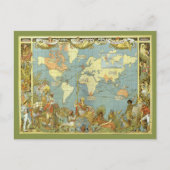 アンティークの世界地図、アドレスのヴィンテージ変更 案内ポストカード